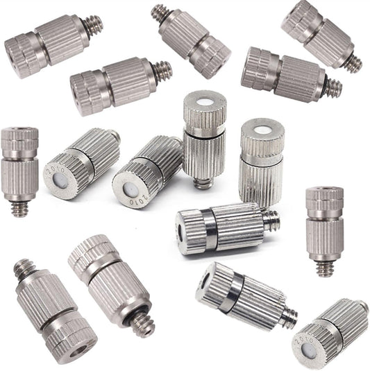 30pcs brass misting nozzle high pressure spray mister nozzle 10 24 unc outdoor anti drip fogging spray head misting system micro mist nozzle for landscaping outdoor cooling system size 0 8mm