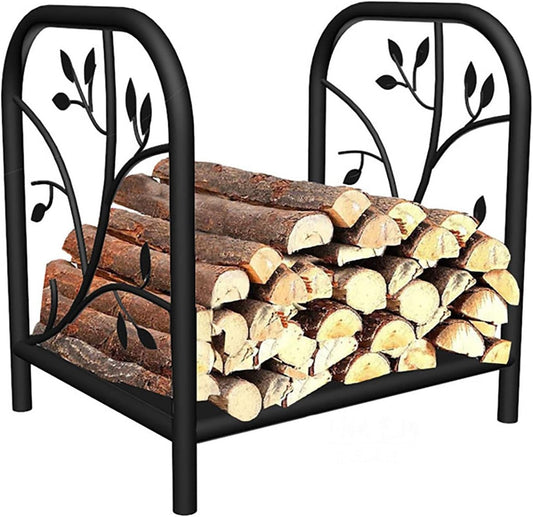Heavy Duty Firewood Stand Rack 17.7inch Tall, Solid Metal Wood Storage Holder Stand Steel Frame Indoor Outdoor, Easy Assembly,