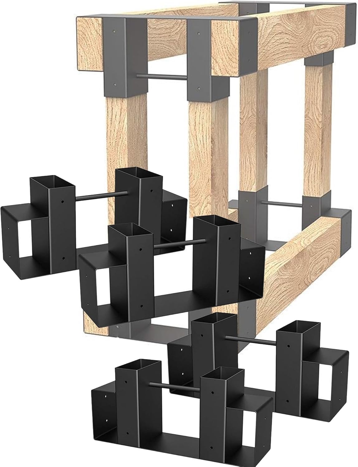 Fire-Wood Log Rack Bracket Kit - 4 Pieces Adjustable,for Firewood Holder, Easy Install, Indoor & Outdoor Firewood Storage