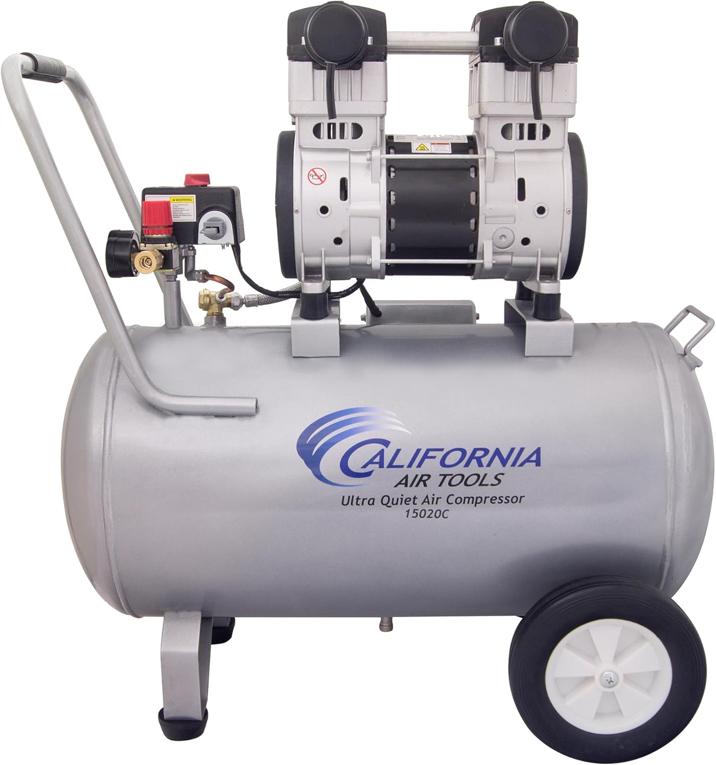 California Air Tools 15020C Powerful 2.0 HP Ultra Quiet and Oil-Free Air Compressor with Wheels, 15 Gallon Tank Capacity, 70 dB Noise Level, Electric, Portable