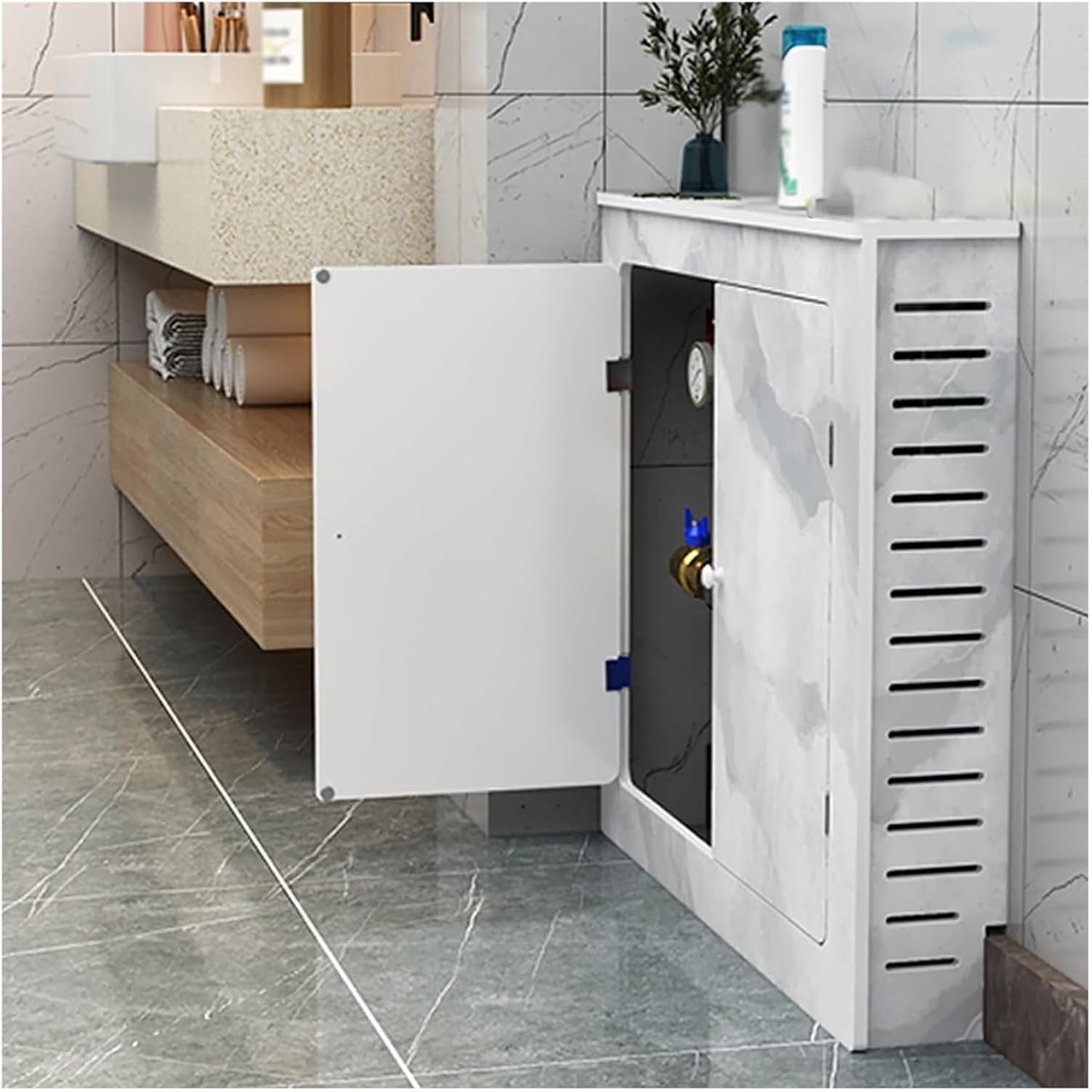 Radiator cover with ventilation slats， Bathroom Radiator Cover Shelf Living Room\/Bedroom\/Kitchen\/Entrance Heating Cabinet Storage Organizer(H 20"(51cm),L 45"(114.3cm))