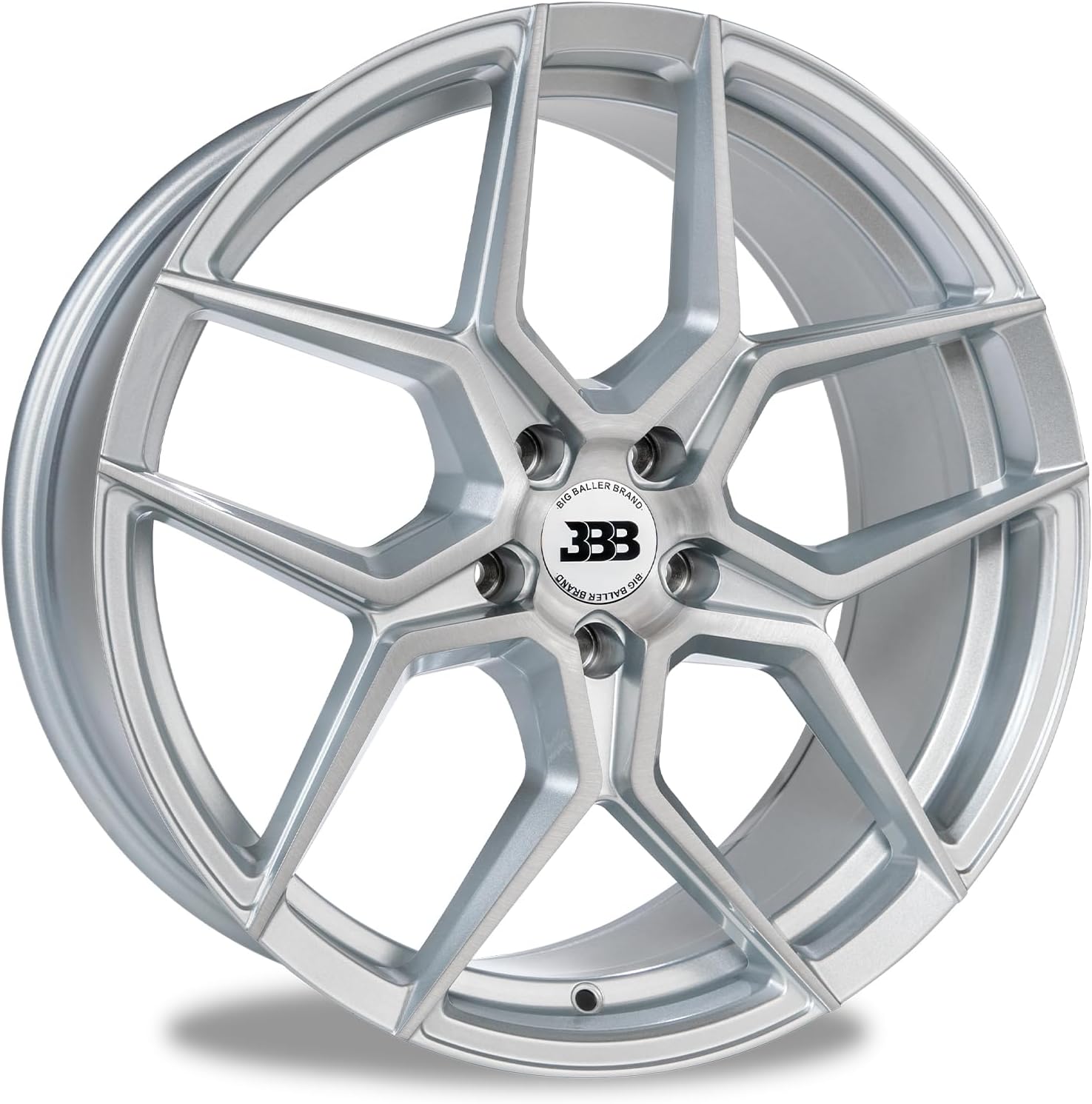 Big Baller Brand H158 Z05 Silver with Brushed Face Passenger Car Automotive Aluminum Car Wheels Fits Lug Vehicles, Passenger Car Rims, Bolt pattern 5x114.3, offset +42 mm, Hub 72.6mm