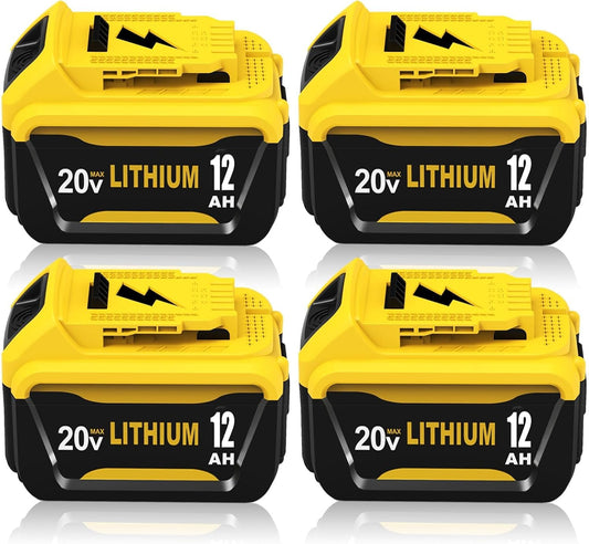 12.0Ah DCB206 Replacement for Dewalt 20v Max Battery Compatible with Dewalt 20v Battery Lithium Compatible with 20 Volt Batteries DCB201 DCB203 DCB207 DCB205 DCB204 Power Tools (12.0Ah-Yellow)