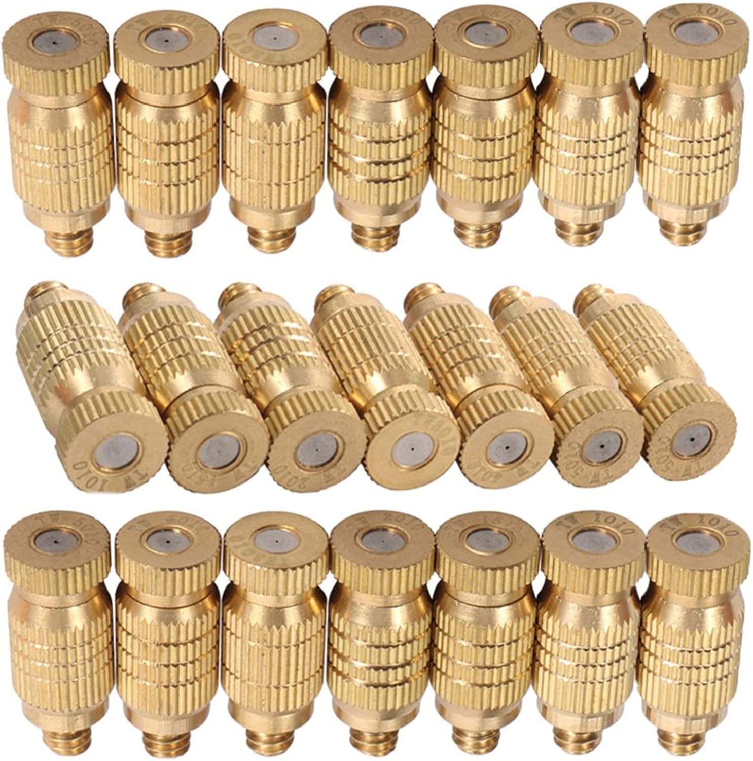 60pcs high pressure mister nozzles brass fog nozzles heads atomizing mist nozzle micro mist nozzles for cooling system fog nozzle atomizing mister sprinkle for patio garden sprayer irrigation tool