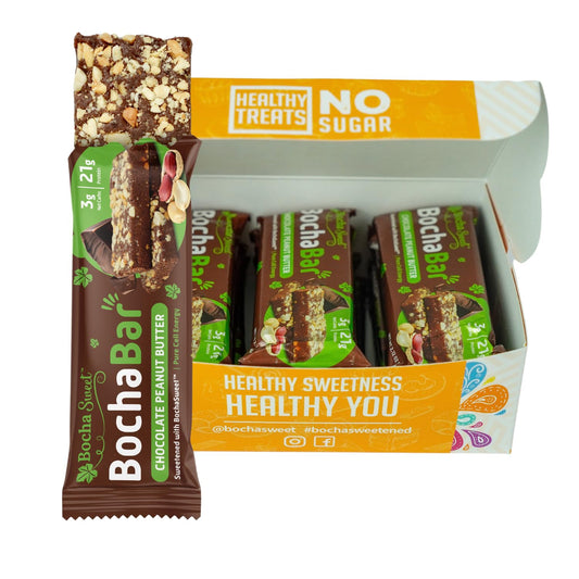 BochaSweet Keto Protein Bar, Chocolate Peanut Butter BochaBar, 21g Grass Fed Collagen, Low Carb, Keto-Friendly, Gluten Free, 12 Count