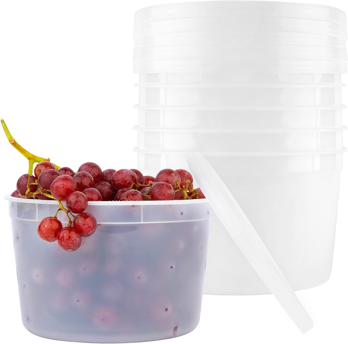 BluShine [12 Sets - 64 oz.] Plastic Deli Food Storage Containers with Airtight Leak Proof Lids - Washable And Reusable - Recyclable BPA-Free - Microwave, Fridge, and Freezer Safe