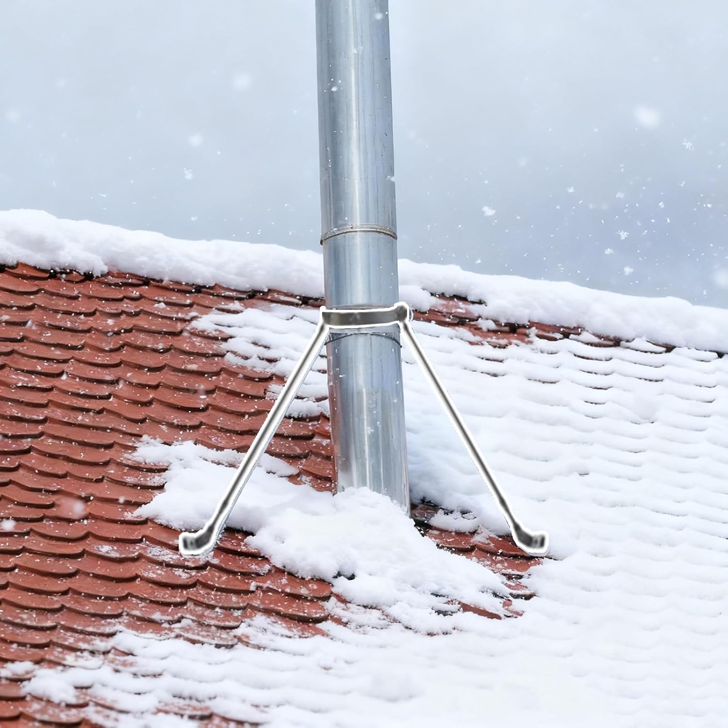 Roof Chimney Pipe Brace Holder Stove Pipe Supports, Weatherproof Drainage Exhaust Tube Bracket, Log Cabin Fireplace Stack Flue Hanger Shelf(Hoop Dia 4 3\/4" (120mm))