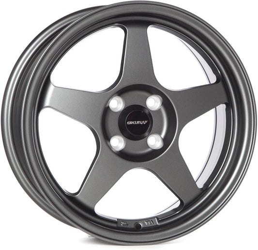 Circuit Performance CP22 16x7 Flat Gun Metal Grey 4x100 +35mm Offset Wheels Spoon SW388 Style Rims compatible with Honda Civic, Acura Integra, Mazda Miata