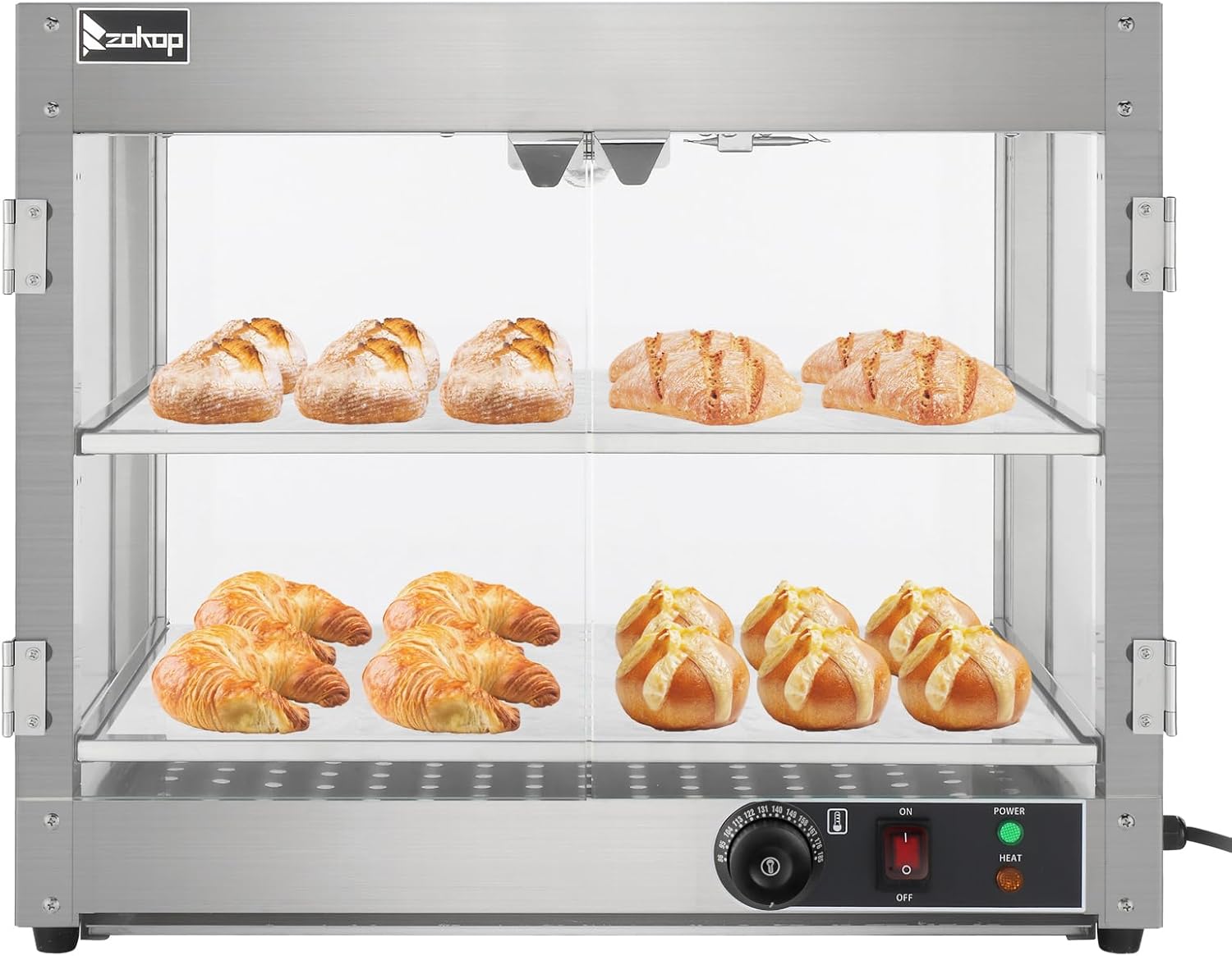 Commercial Food Warmer 110V 800W Two Layers Stainless Steel Tempered Glass Warming Cabinet Buffet Food Warmer for Parties Entertaining and Holidays