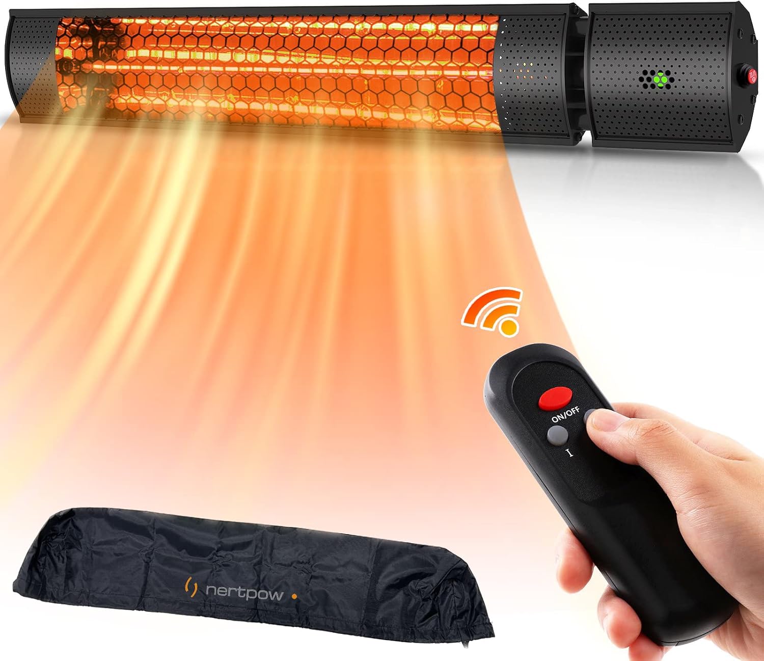 Outdoor Heater, Electric Infrared Patio Heater 1500W Wall-Mounted Garage Indoor/Outdoor Ceiling Backyard Decks Overheat Protection IPX5 Waterproof Fast Heating Space Heater with Remote Control