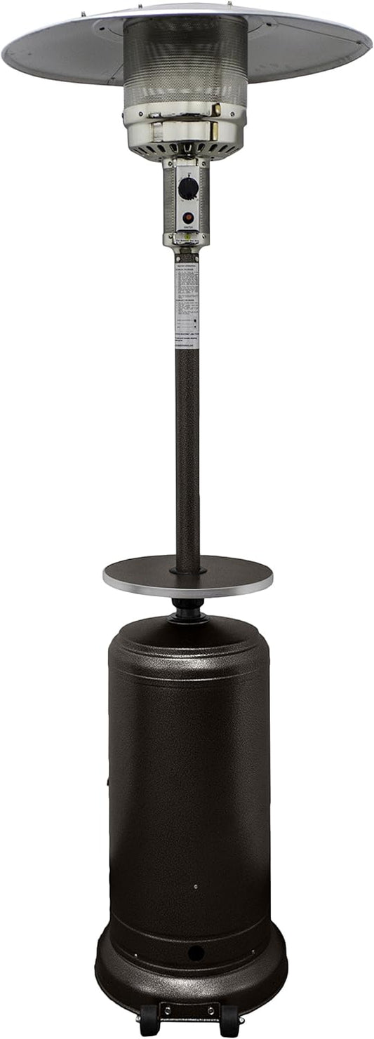 AZ Patio Outdoor Propane Gas Patio Heater, 48K BTU's, Open Door Design, Adjustable Table, Single pole, CSA approved, Hammered Bronze Finish