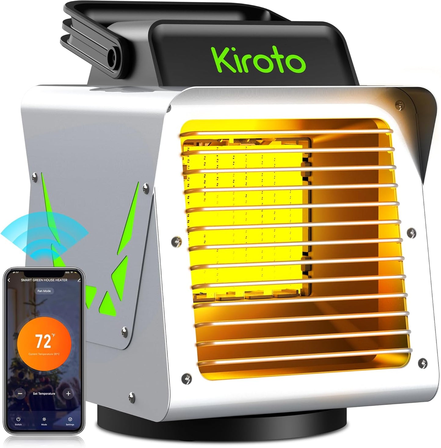 Kiroto 1500w Greenhouse Heater,with APP Remote Control, Portable Outdoor Winter Heater With Thermostat For Plants Vegetables Flowers,Smart Electric Safe Heater for Green house,Grow Tents,Garage