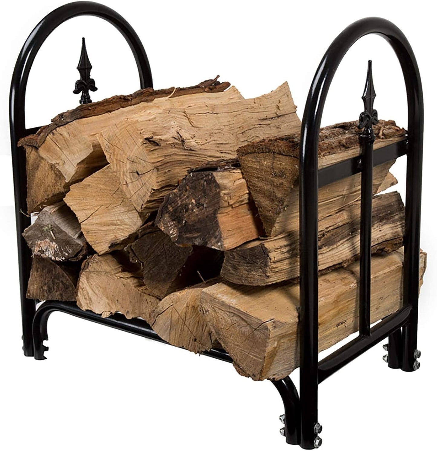 Firewood Rack Farmhouse Style Iron Fireplace Log Holder Rack, Small Firewood Lumber Storage Holder, for Outdoor/Indoor/Fire Pit, Tall 58cm,