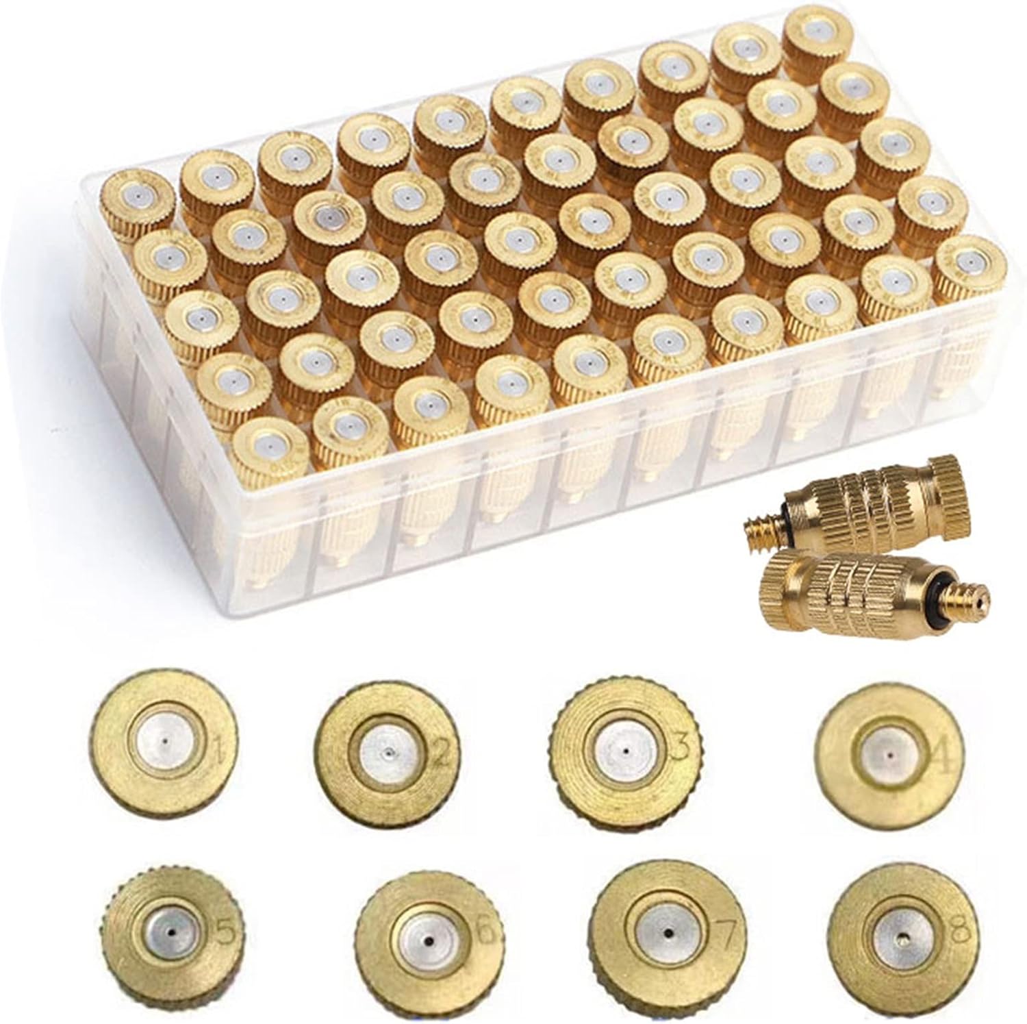 70pcs brass fog nozzles heads high pressure mister nozzles atomizing mist nozzle micro mist nozzles for cooling system fog nozzle atomizing mister sprinkle for patio garden sprayer irrigation too