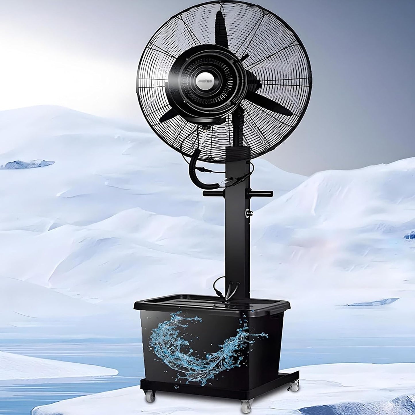 Large Heavy Duty Pedestal Oscillating Fan, Commercial Outdoor Misting Fan with 42L\/11 Gallon Water Tank, Cooling Standing Fans 90°Oscillation, 3 Speeds for Patios Workshop Warehouse Industrial(750mm\/3