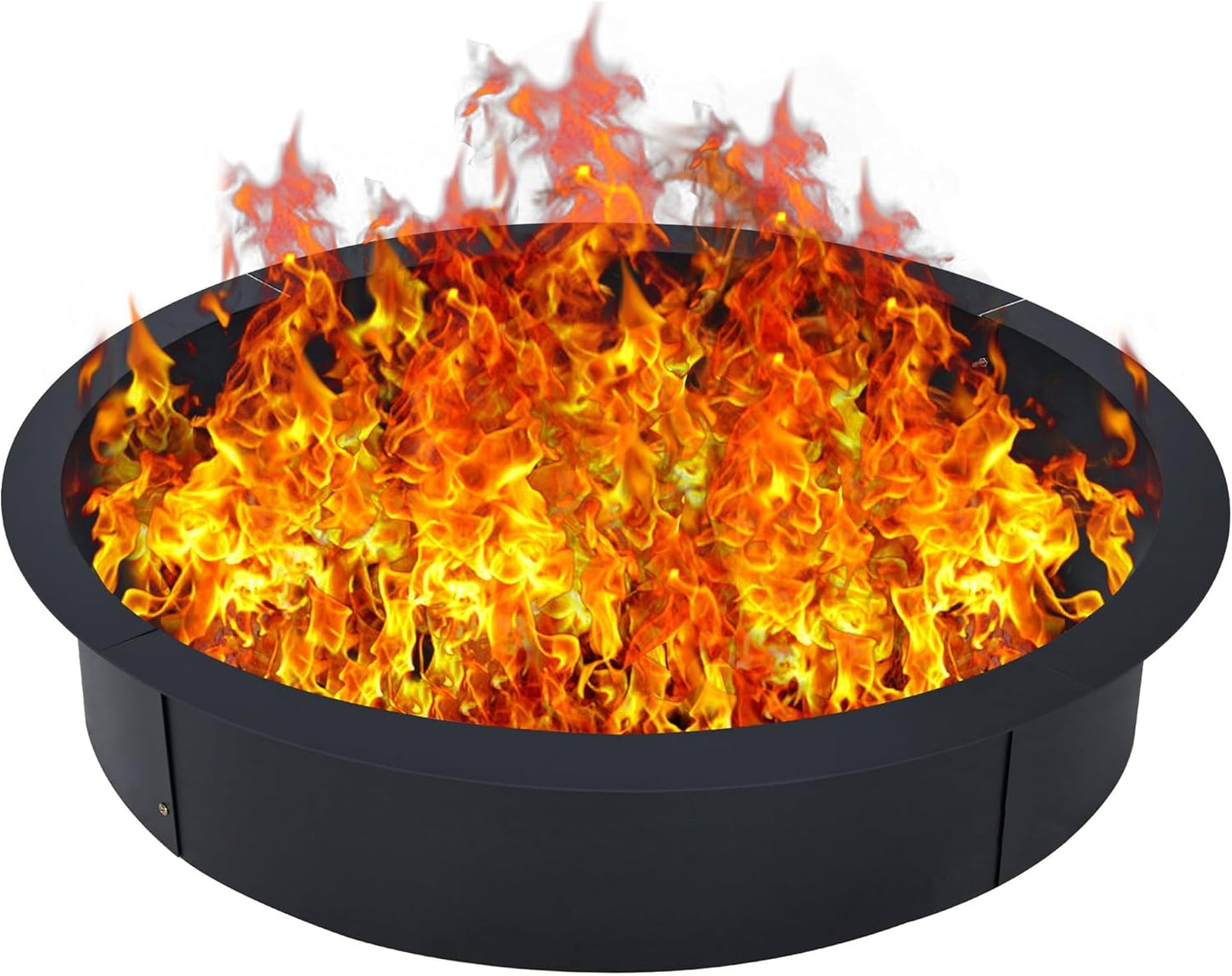 PrecisionAuto Smokeless Fire Pit Ring Insert Outdoor - 36 Inch Heavy Duty Round Wood Burning Outdoor Fireplaces with Stainless Steel BBQ Mesh and Hook,36"x42"x10"