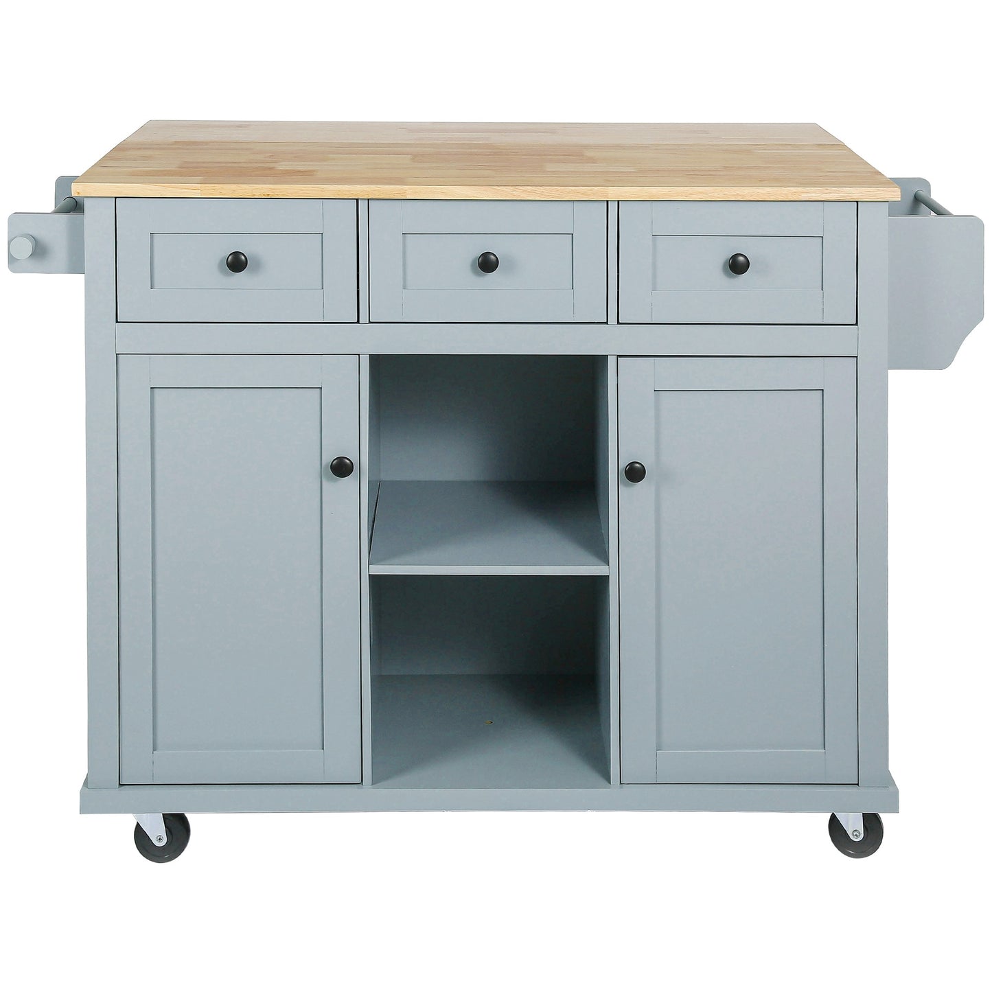 Best Selling Home Decor Blue MDF Base with MDF Rolling Kitchen Island ( 29.5-in x 53.1-in x 37.2-in )