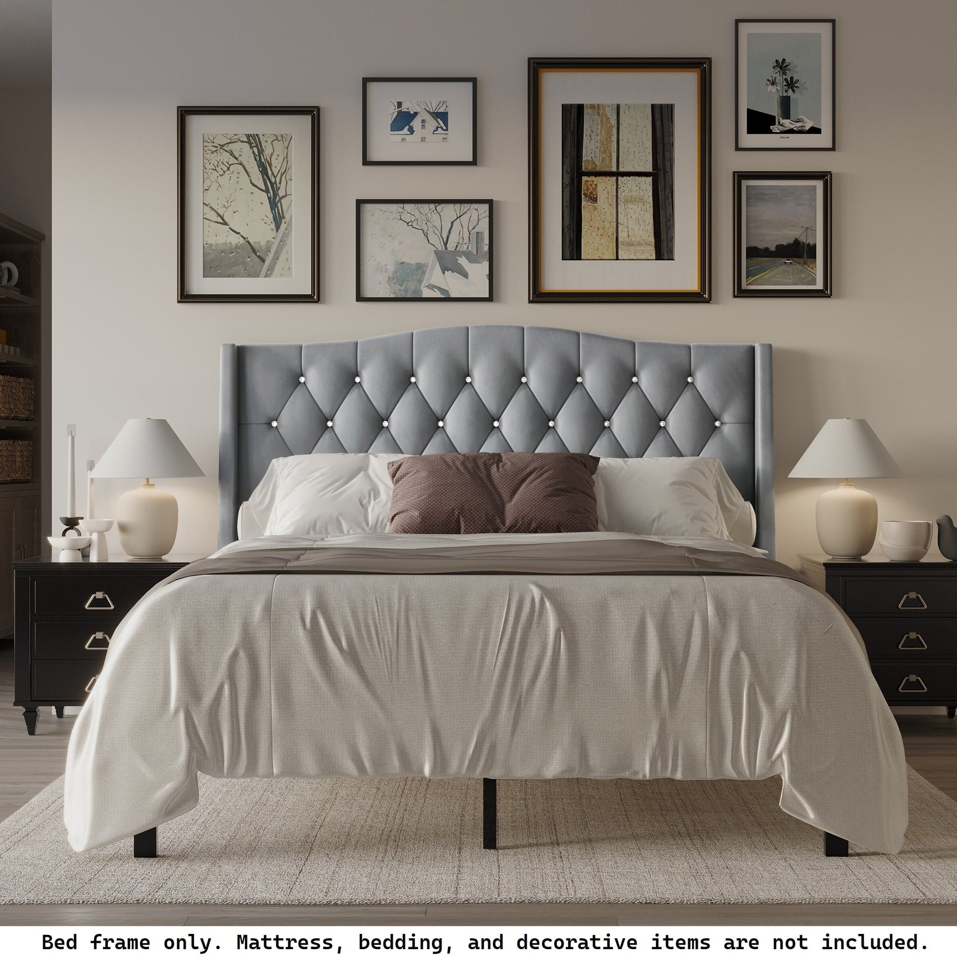 ChaletPosh Queen Light Grey Wood Platform Bed with Headboard