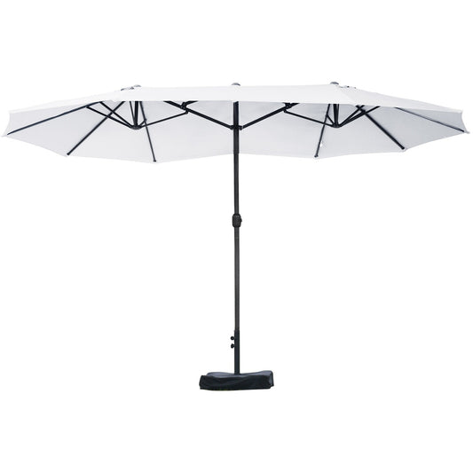 ZAKLOOP 15.1-ft Steel Beige No-tilt Market Patio Umbrella