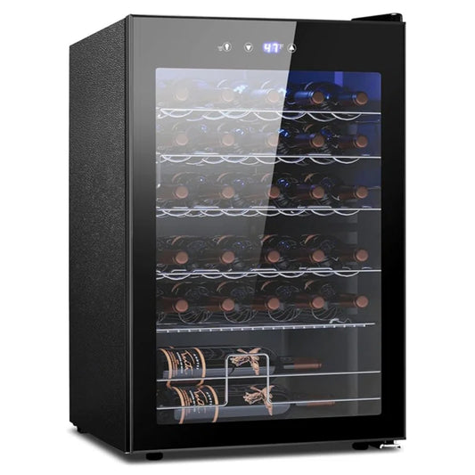 COWSAR 20.28-in W 130 -Can Capacity Black Freestanding Indoor Beverage Refrigerator with Glass Door