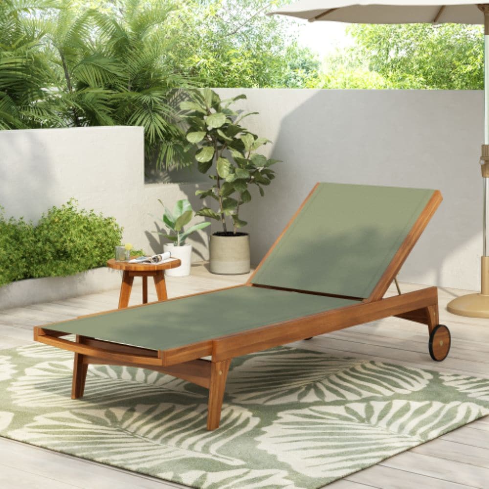 Christopher Knight Home Aiden Outdoor Patio Recliner  Chaise Lounge Green and Natural