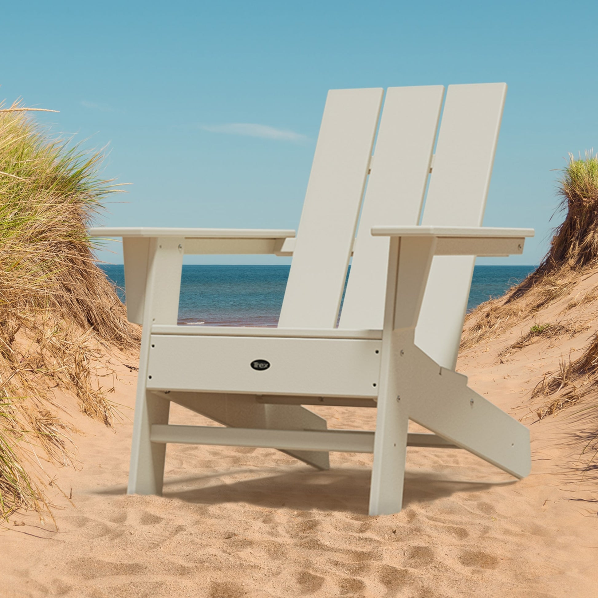 Trex Outdoor Furniture Eastport Sand Castle HDPE Frame Stationary Adirondack Chair with Slat Seat