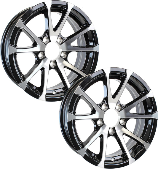 eCustomrim 2-Pack Aluminum Trailer Wheels 12X4 12" Rim Black Machined 5 Lug