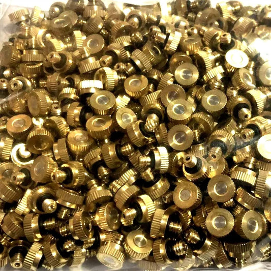 Pfeilzieher 100pcs Brass misting nozzles for Cooling System Low Pressure Mister nozzles fogging Spray Head Fog nozzles 0 004 0 039 Orifice 10 24 UNC Thread Size 0 3mm