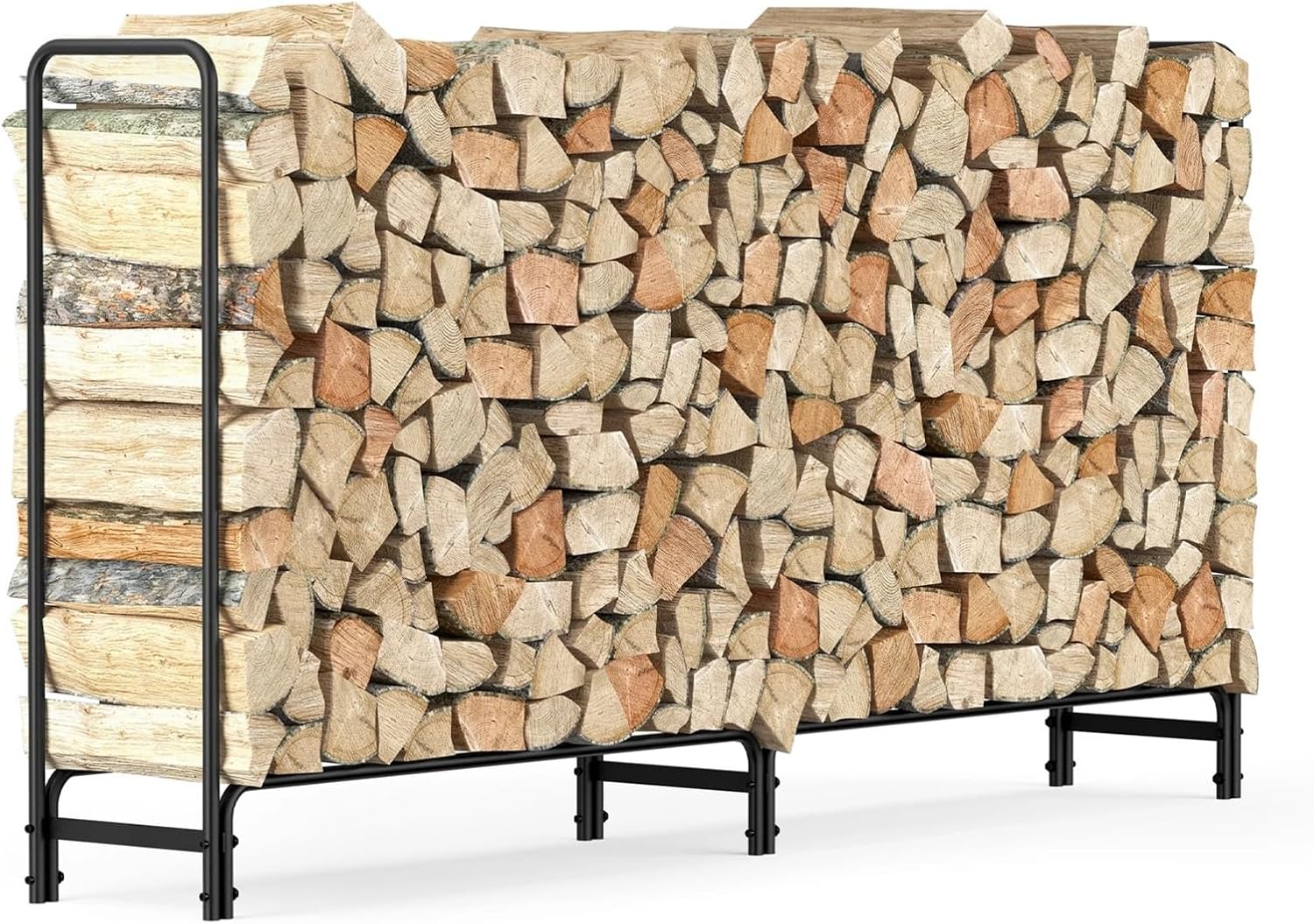 Fnacuody Firewood storage rack Outdoor Fire Wood Log Rack for Fireplace Heavy Duty Firewood Pile Storage Racks for Patio Deck Metal Holder Stand