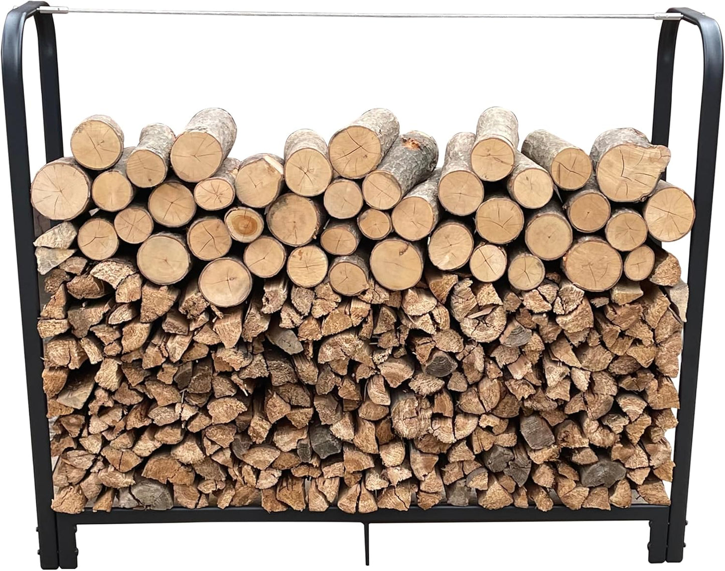 Heavy-Duty 4ft Firewood Rack Stand - Outdoor & Indoor Metal Log Holder for Fireplace - Rustproof Tubular Steel Wood Pile Storage Organizer with High Capacity & Stability