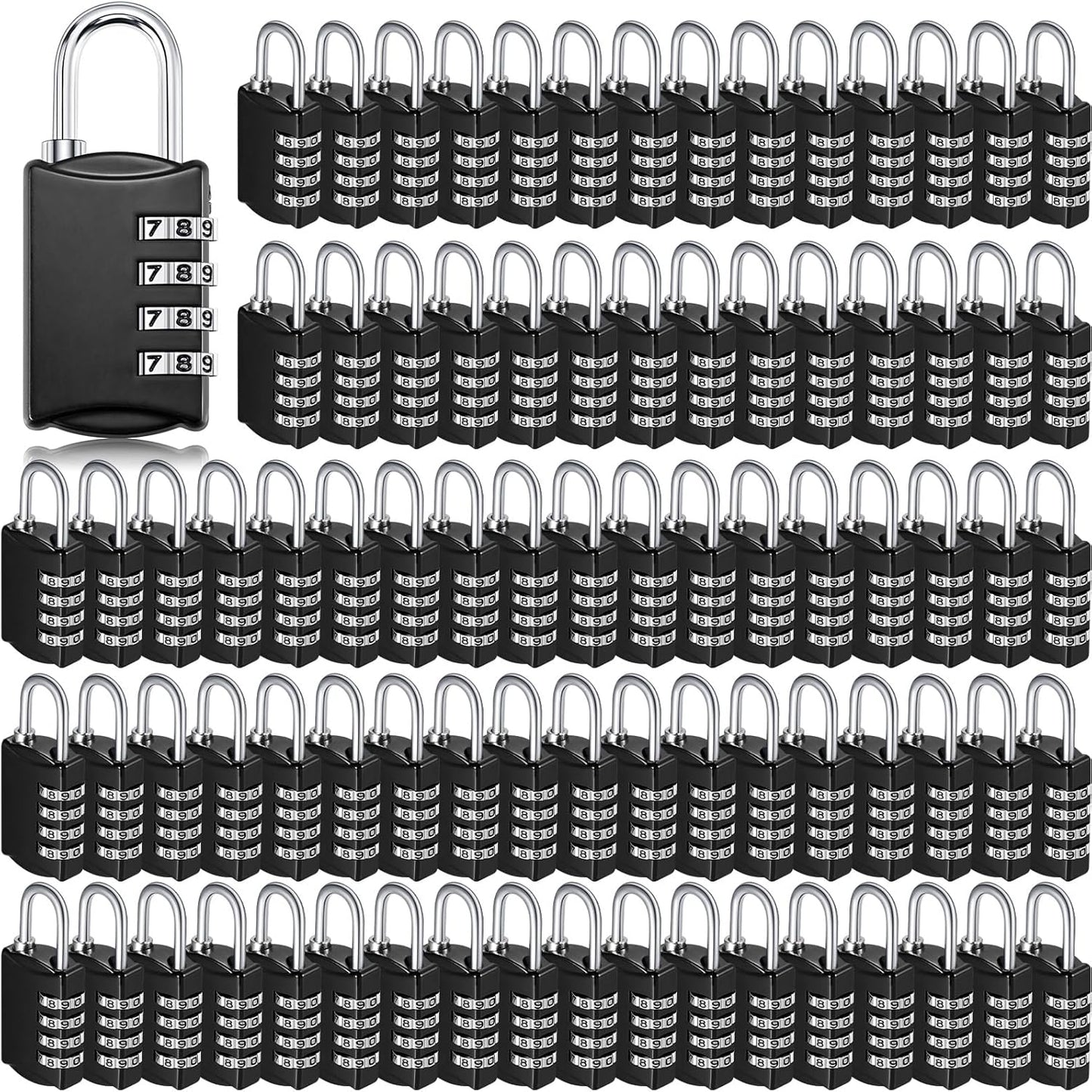 100 Pcs 4 Digit Combination Lock Bulk Small 4 Digit Combo Locks Waterproof Outdoor Combo Locker Black Keyless Number Padlock for Traveling Luggage Toolbox Gym Door Locker Suitcases Fence Cabinet
