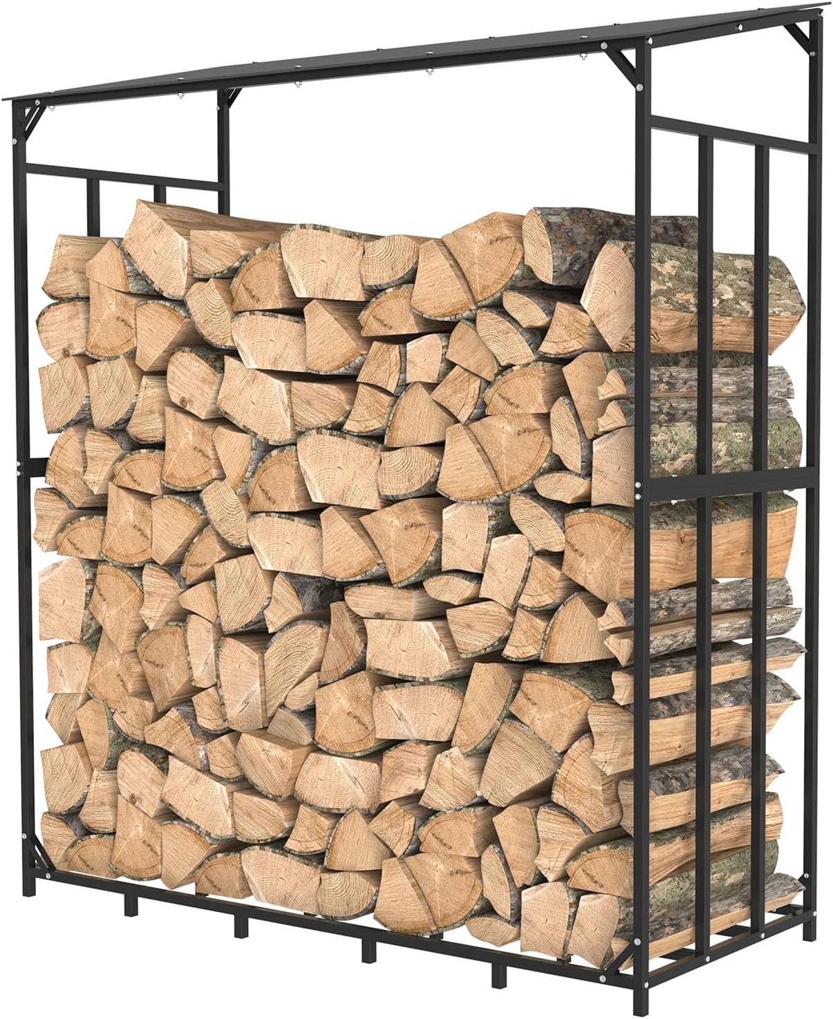 Fnacuody Firewood storage rack Large Tall Outdoor Firewood Rack with Cover Heavy Duty Square Strong Stand with Waterproof for Fireplace Garden