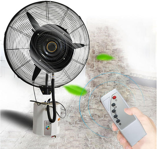 UYCVT Wall Mounted Misting Fan with Remote, 3 Speeds & 120° Oscillation for Outdoor Commercial Cooling-FS 65
