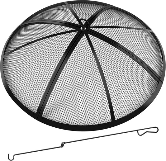Fire Pit Spark Screen, Fire Pit Screen 36 Inch Round with Handle & Poker, Collapsible Heavy Duty Mesh Fire Pit Cover Fire Pit Lid for Outdoor\/Patio\/Backyard\/RV Camping\/Beach