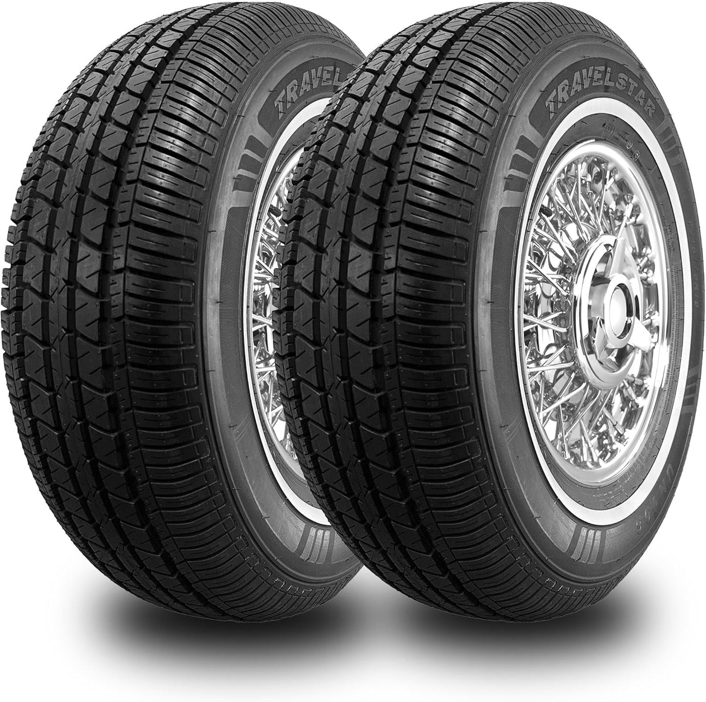 Set of 2 (TWO) Travelstar UN106 All Season 9mm White Wall Radial Passenger Car Tire - 225\/60R17 99T + Road Hazard Warranty Included 225\/60\/17 (Tire Only)
