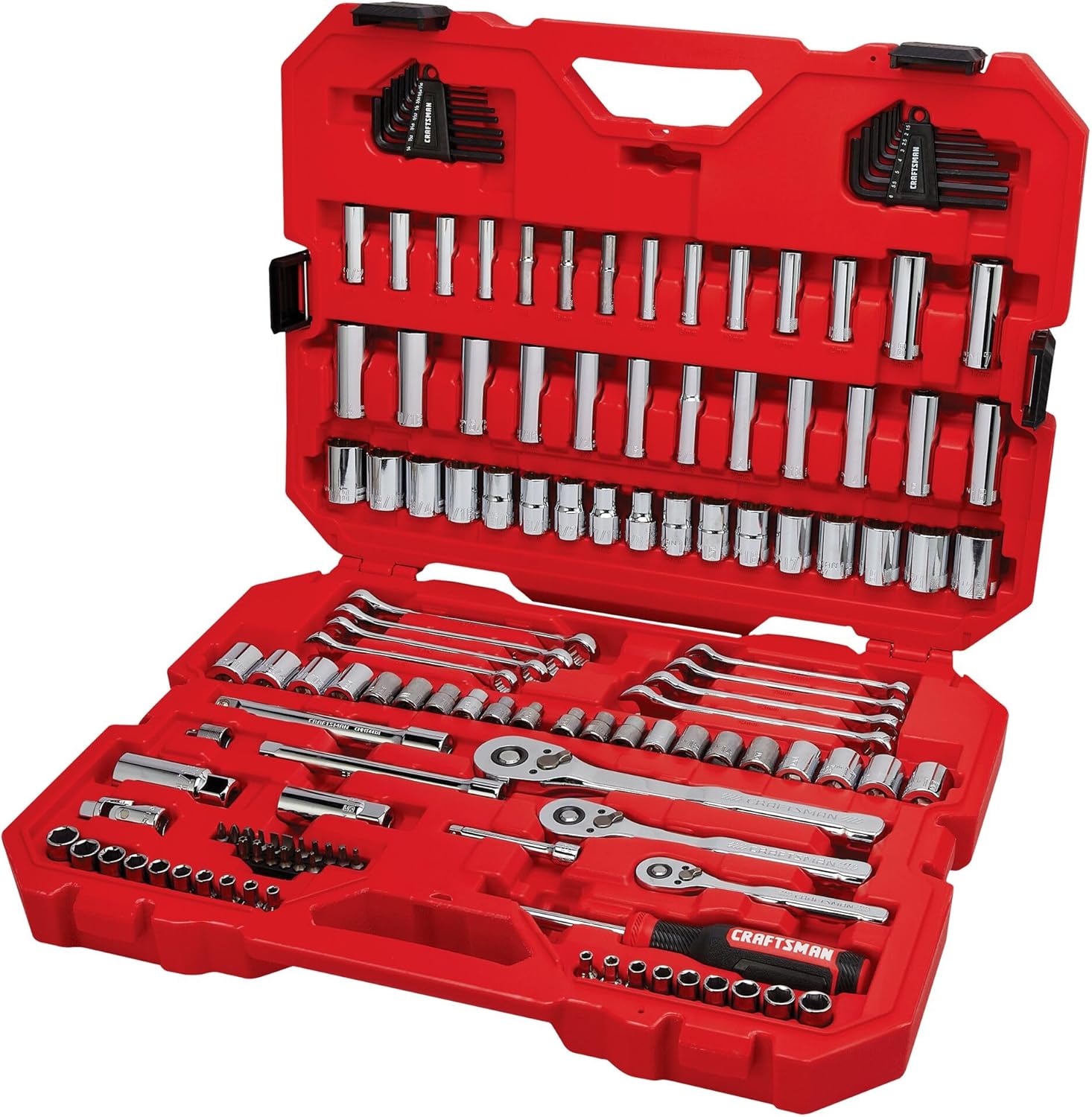CRAFTSMAN Mechanic Tool Set 135 Pcs, 1\/4, 1\/2 and 3\/8 Inch Drive SAE and Metric Socket Wrench Set with Case (CMMT12124)