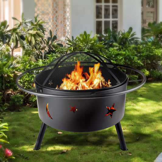 32'' Star and Moon Iron Burning Outdoor FIRE Pit