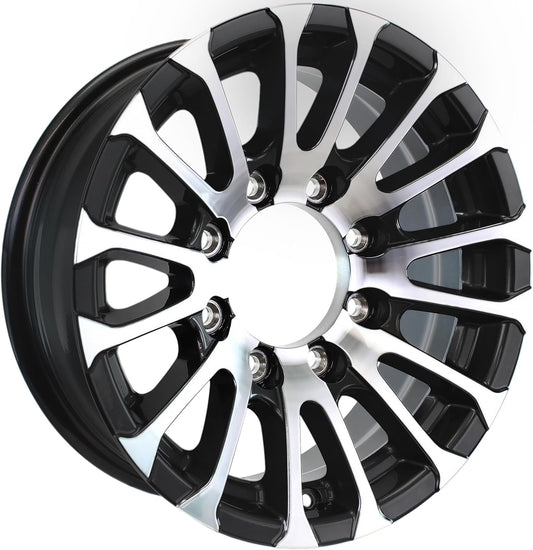eCustomrim Aluminum Trailer Wheel 16X7 16 X 7 8 Lug 6.5 Center Avalanche Matte Black Rim