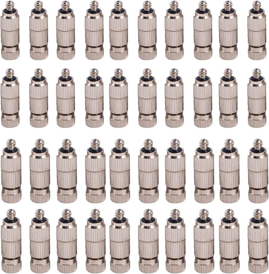 Pfeilzieher 40pcs Brass misting Nozzle kit for Cooling System high Pressure 3 16 Threaded Mister nozzles Anti drip fogging Spray Head for Landscaping air humidification Brushed Nickel Size 0 15mm