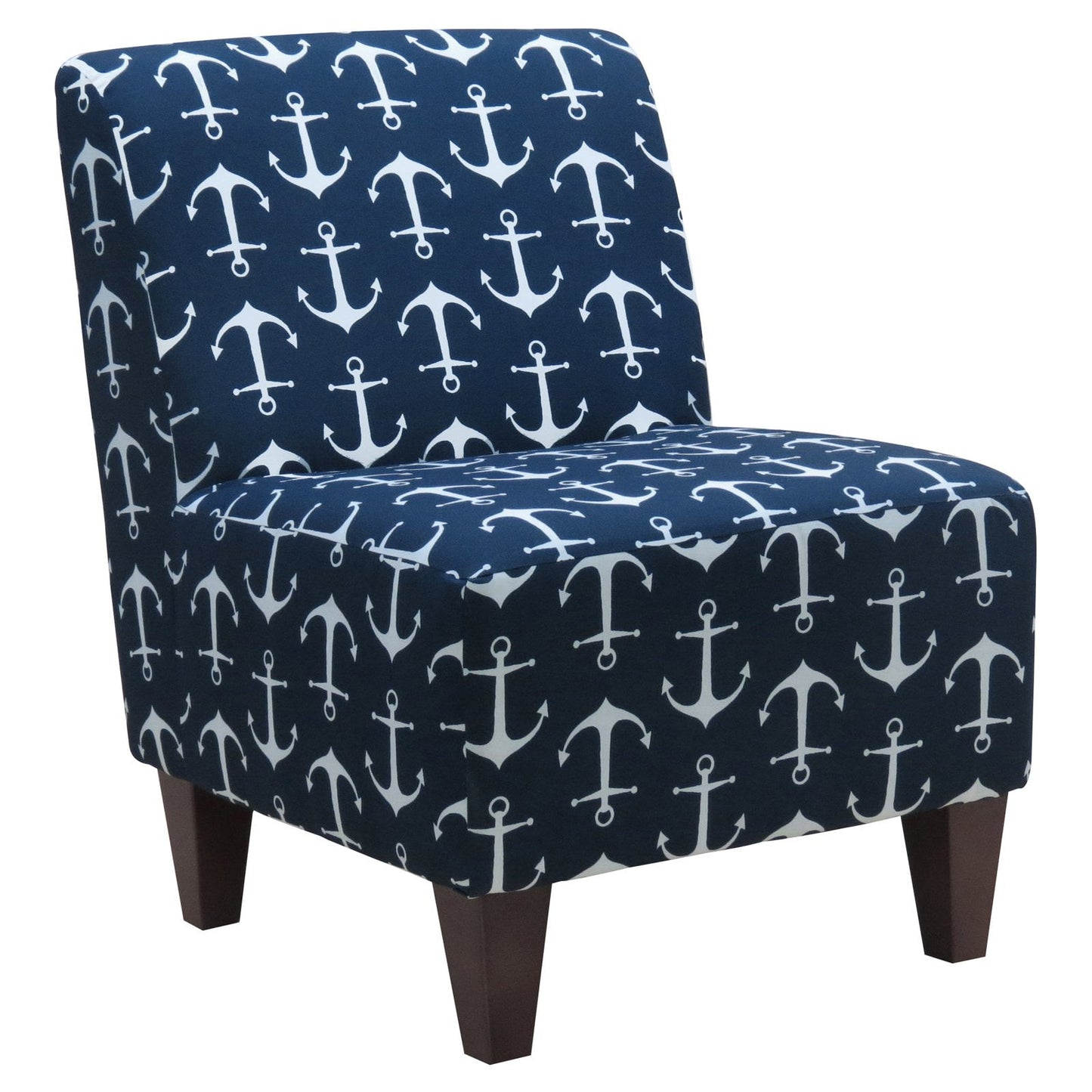 Fox Hill Trading Penelope Armless Slipper Chair, Anchor Print