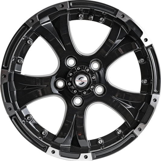 15x5 5x4.5 - Viking Series Machined Lip and Face Gloss Black Aluminum Trailer Wheel with Black Cap *Trailer Use Only