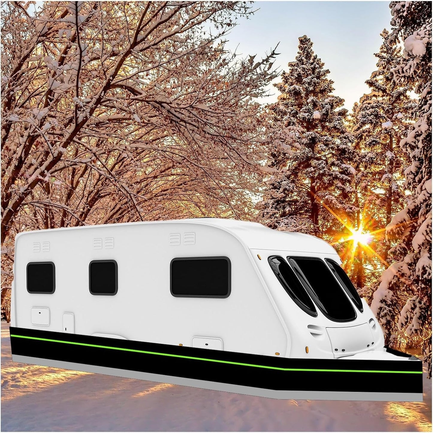 No Drill RV Skirting, Insulated Camper Skirt 31" High Winter Protection Heavy Duty Weather-Resistant Travel Trailer Skirt Easy Installation