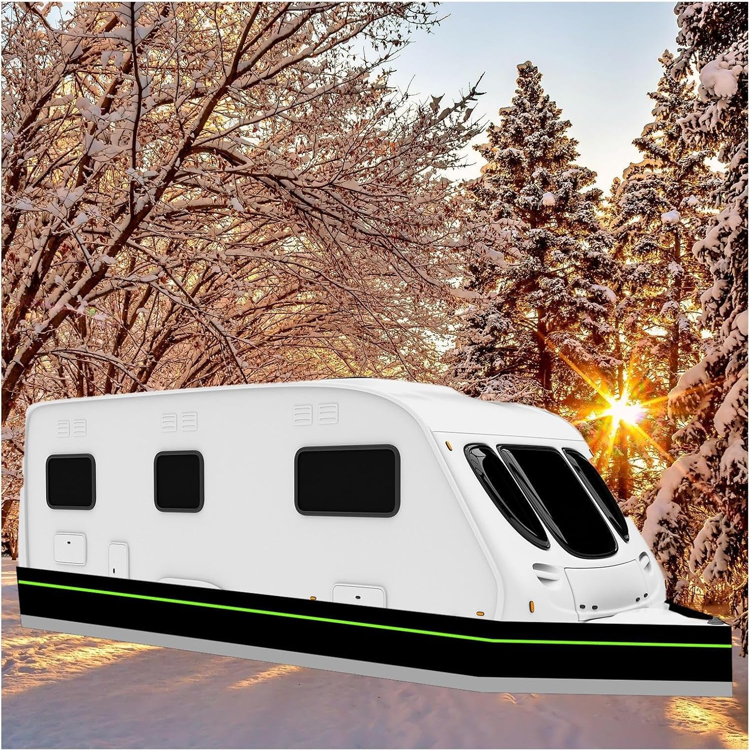 No Drill RV Skirting, Insulated Camper Skirt 31" High Winter Protection Heavy Duty Weather-Resistant Travel Trailer Skirt Easy Installation
