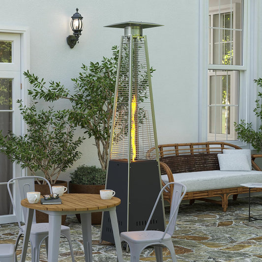 Merrick Lane Tarin Outdoor Patio Heater - Slate Gray Pyramid Heater - 7.5 Feet Tall Portable Outdoor Heater