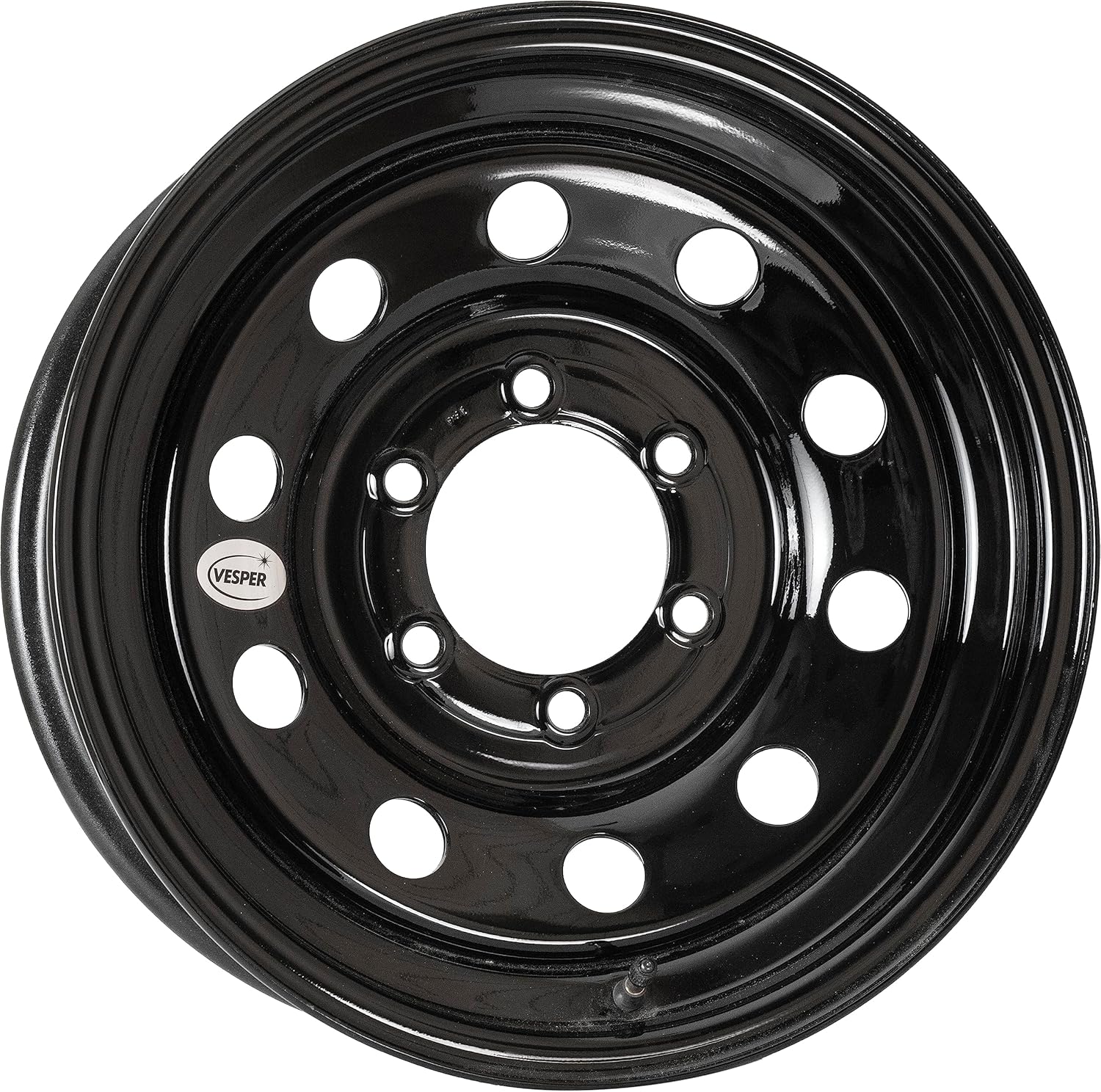 Black Steel Trailer Wheel with Valve Stem - 16"x6" 6 on 5.5 4.25" CB Updated SKU : WS-16060655-BM-14777-BX