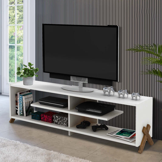 Aukfa Modern TV Stand for TVs up to 60" - TV Storage Cabinet for Living Room - White