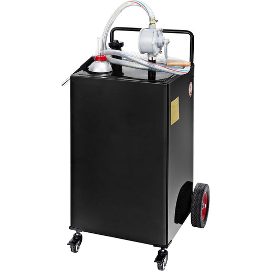 BENTISM Fuel Caddy Fuel Storage Tank 35 Gallon 4 Wheels with Manuel Pump, Black