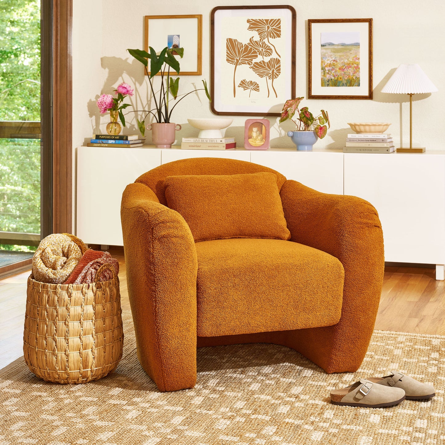 Beautiful Barrymore Teddy Accent Chair by Drew Barrymore, Cream Tweed