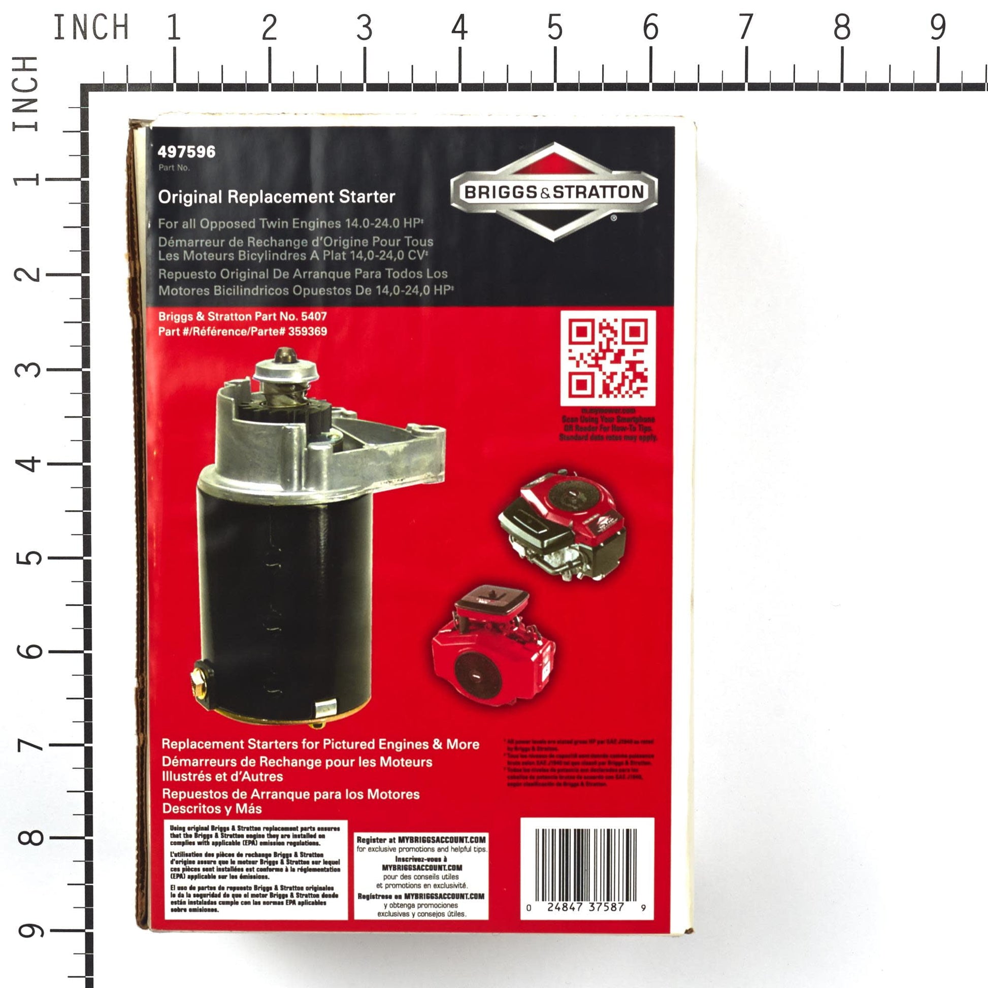 Briggs & Stratton Genuine Electric Starter Motor for 14-24 HP Opposed Twin Cylinder Engines