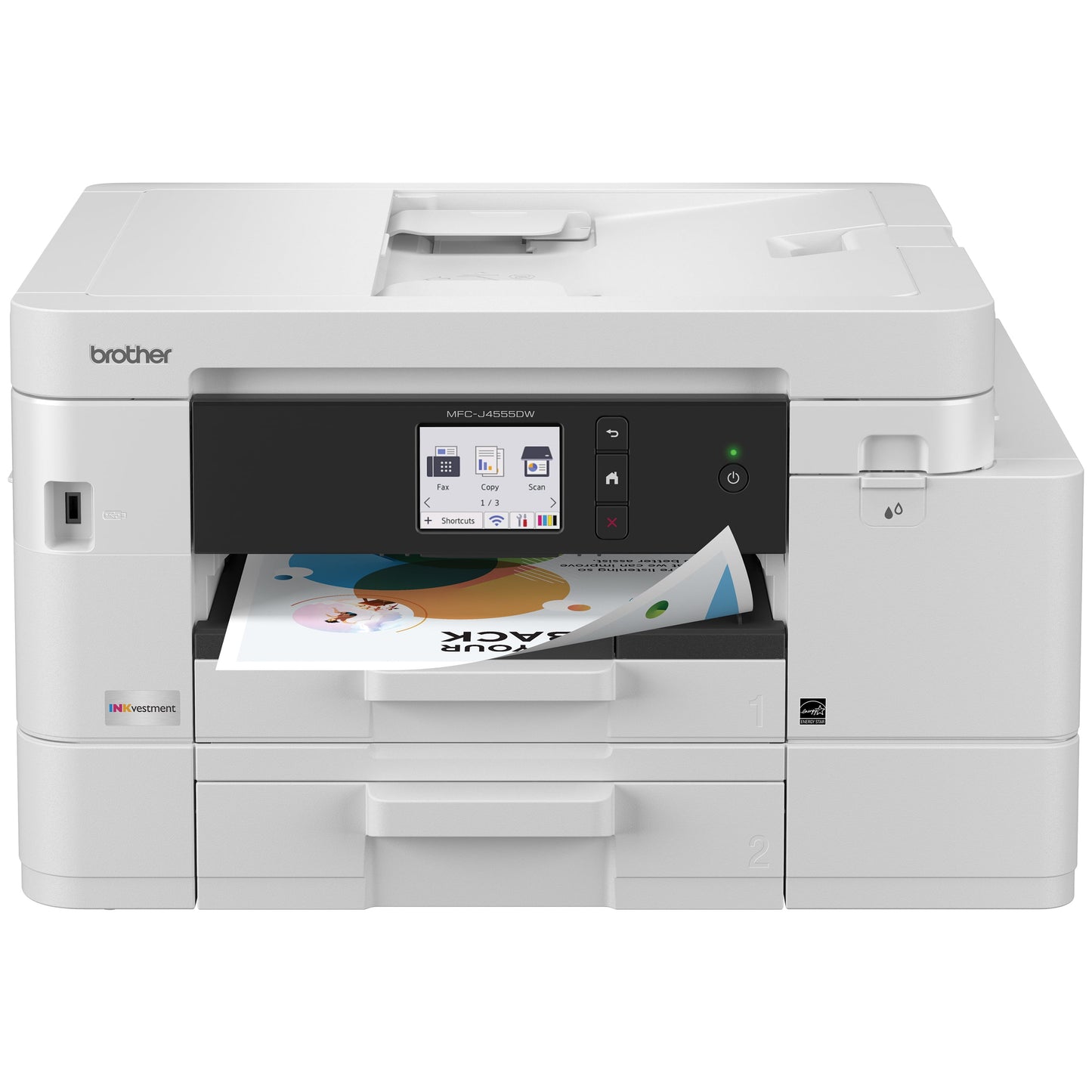 Brother INKvestment 4555 MFC-J4555DW Wireless Color Inkjet All-in-One Printer with 2.7” Color Touchscreen and 2 Paper Trays
